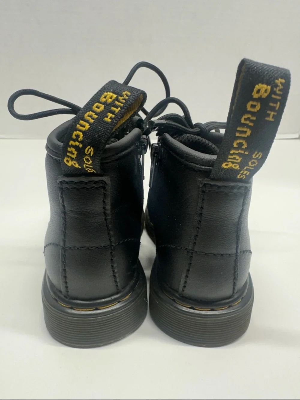Dr Martens Doc Combat Boots Lace Up Side Zip Leather Black Kids Infants Size 6